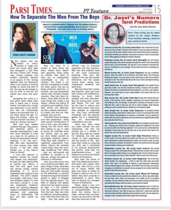 Dr.Jasvi's Numero Tarot Predictions in Parsi Times Newspaper